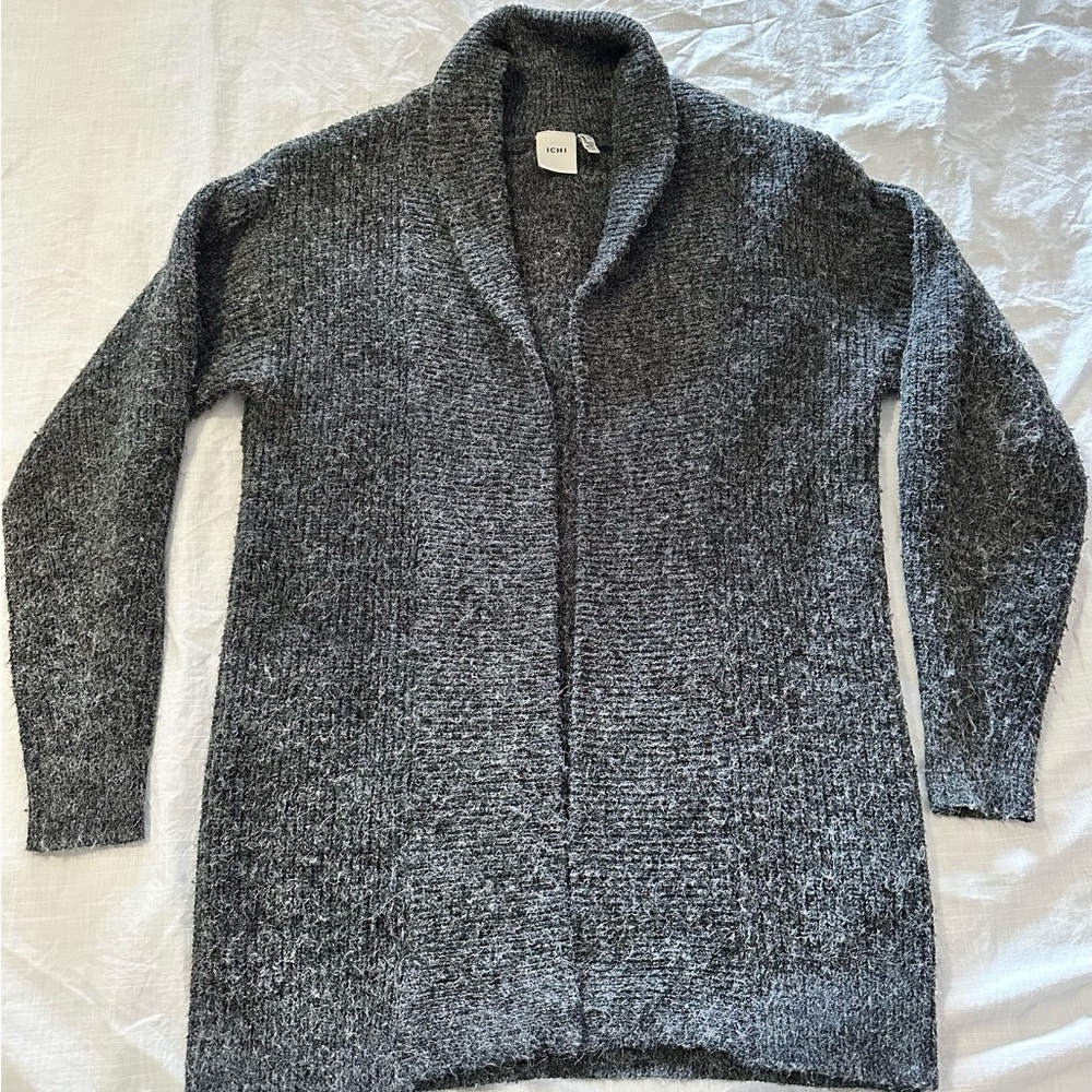 H&M Gray Open Front Cardigan with Shawl Collar